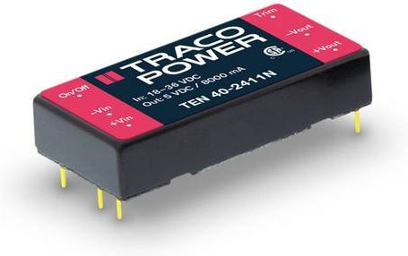 TracoPower TEN 40-2423N DC/DC-Wandler, Print, Schwarz, 24 V/DC zu 15 V/DC und -15 V/DC, 1.33A, 40W, 2 Ausgänge - Bild 1