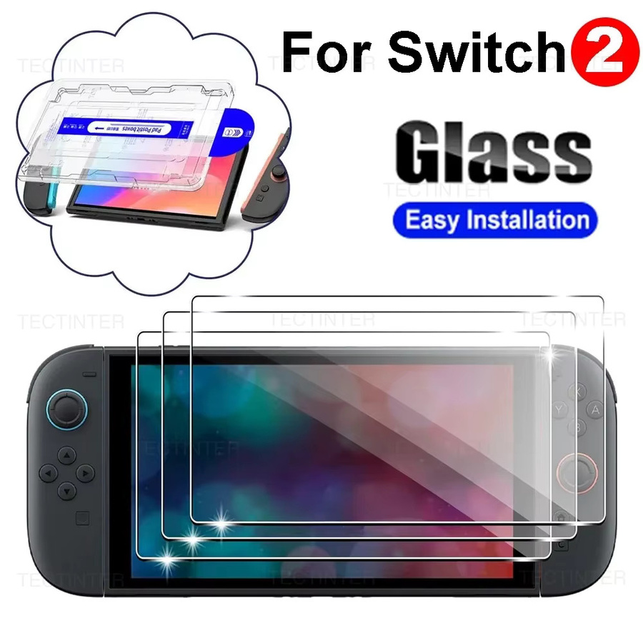 Displayschutzfolie aus gehärtetem Glas für Nintendo Switch 2 mit automatischem Ausrichtungsrahmen, transparent - Bild 6