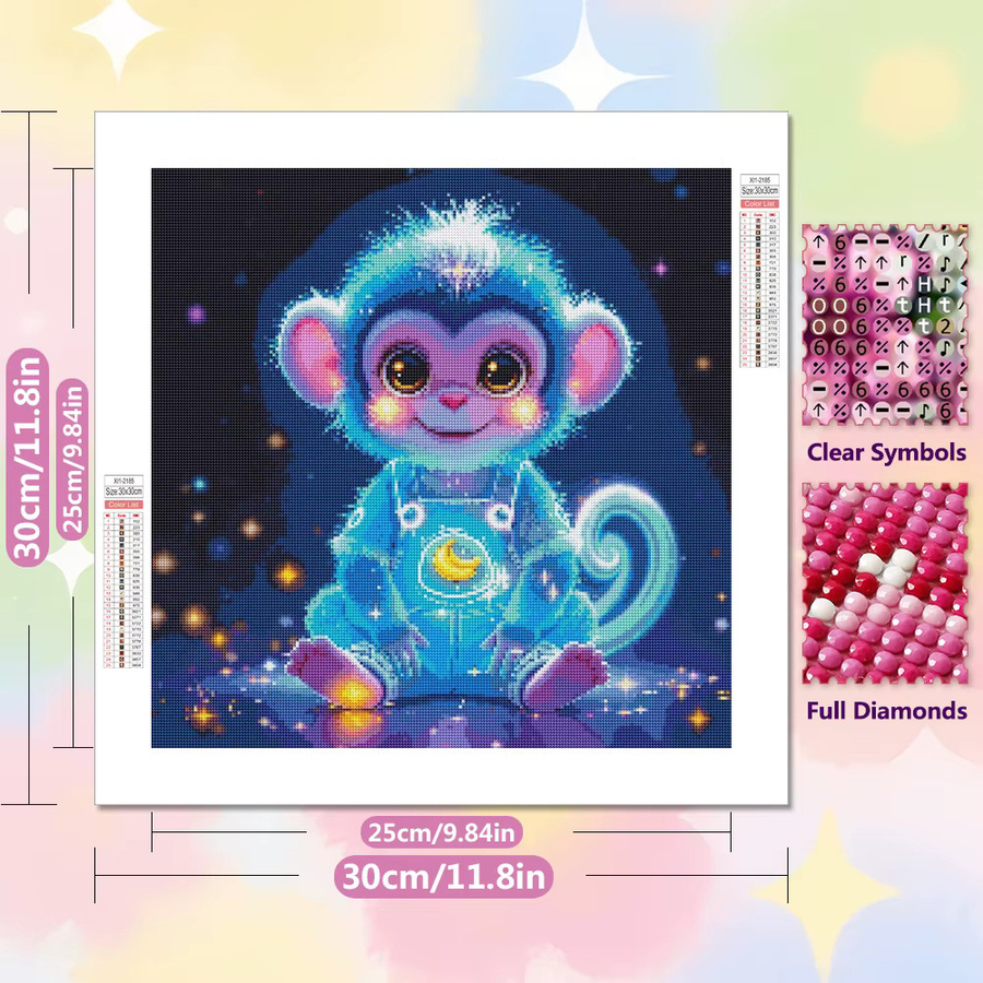 EverShine Diamantstickerei Kit Affe Cartoon DIY 5D Mosaik Wanddeko - Bild 2