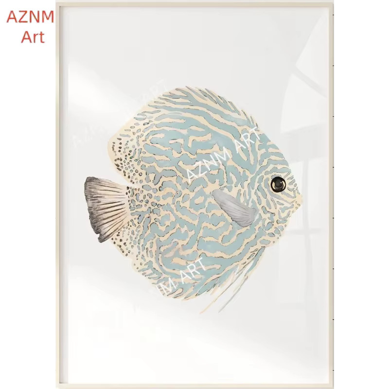 2er-Set AZNM Wandkunst Poster in Blau und Grün im Boho-Stil mit abstrakten Küstenmotiven - Bild 2