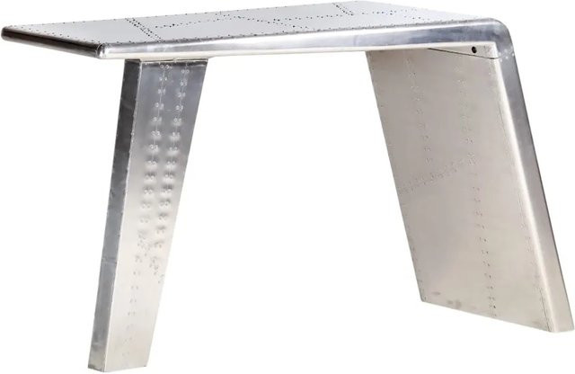 vidaXL Schreibtisch in Flugzeugflügel-Optik aus Metall und MDF, Silber, B: 112 cm, T: 50 cm, H: 76 cm - Bild 1