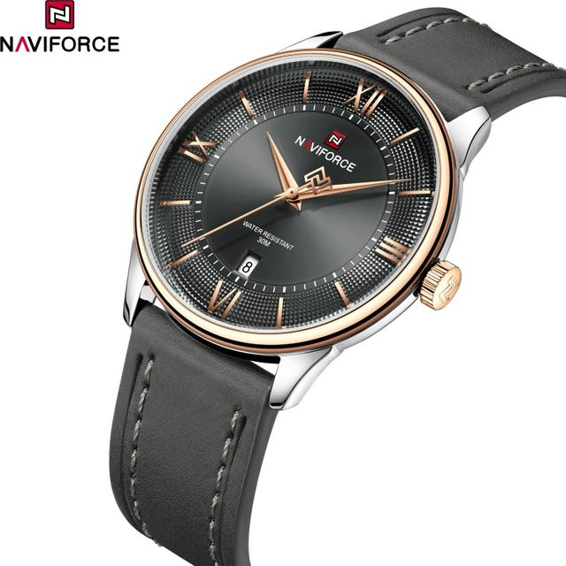 NAVIFORCE Armbanduhr Quarz, Leder, Schwarz, Herren - Bild 1