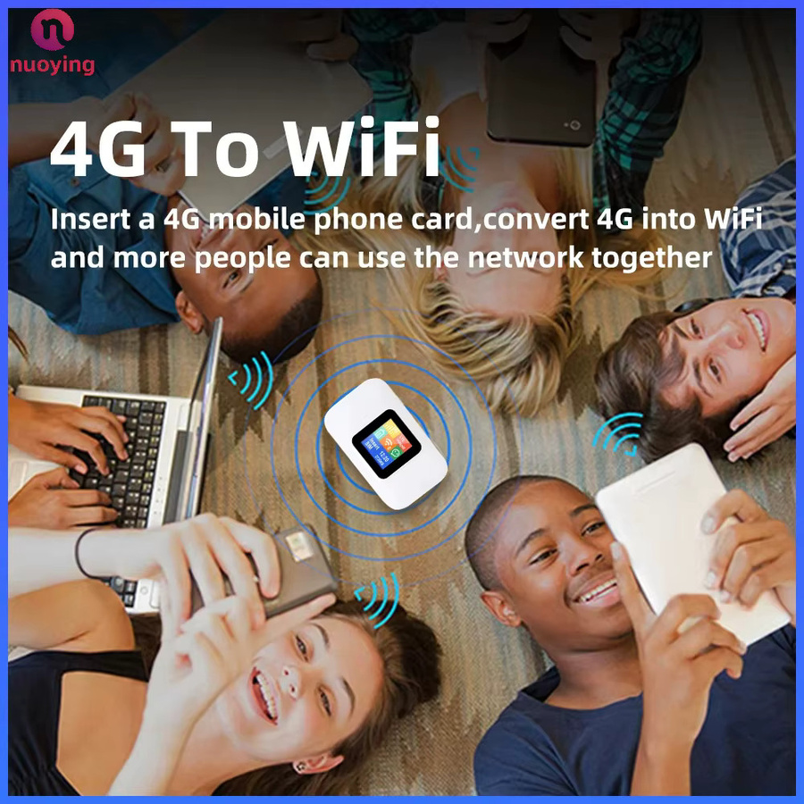 NUOYING Mobiler WLAN-Router mit WiFi 6 und 4G Cat6, Tragbarer Hotspot mit 3000mAh Akku in Weiß - Bild 4