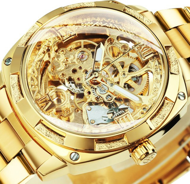 Forsining Armbanduhr, Automatik, Edelstahl, Gold, Eckig, Herren - Bild 1