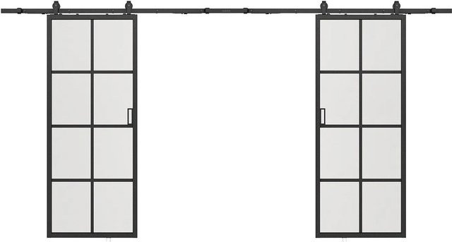 Vente-unique Schiebetür Wilden in Schwarz mit Glas, Breite: 73 cm - Bild 1