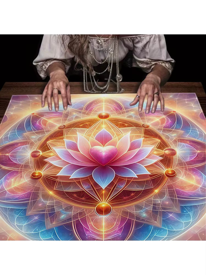 VIKAMA Regenbogen-Lotus Tarot Altartuch in Multicolour für Energie-Rituale und Meditation - Bild 4