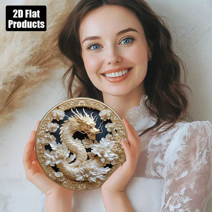 CIFBUY Vintage-Drachen-Wanddekoration aus Holz, rundes Schild mit Blumenmotiv, Durchmesser: 20,3 cm - Bild 4