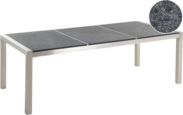Beliani Gartentisch GROSSETO in Graphitgrau aus Metall und Stein im Industrial-Design, B/T/H: 220 x 100 x 74 cm - Bild 1