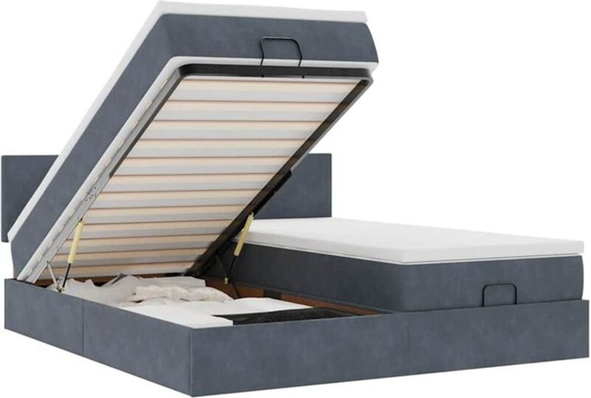 vidaxl Ottoman Polsterbett mit Matratze aus Samt in Dunkelgrau B/T/H: 160 x 200 x 78 cm - Bild 1