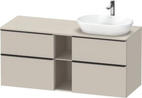 Duravit Waschtischunterschrank D-Neo Wandmontage in Weiß und Beige mit internen Schubladen und Regalen, B/T/H: 140 x 55 x 66,4 cm - Bild 1