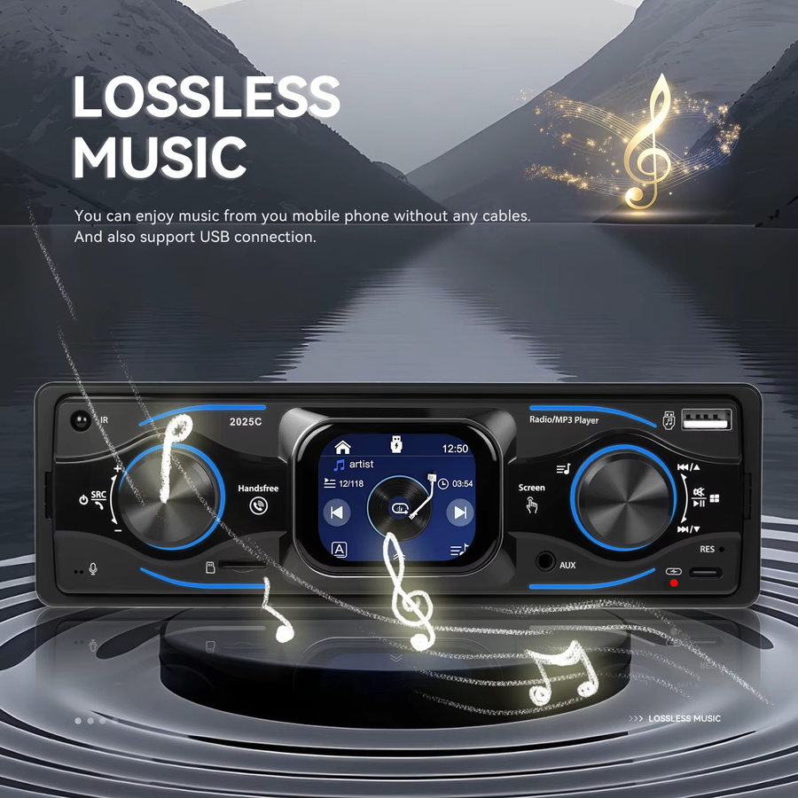 Podofo 1 Din Autoradio mit 2,17 Zoll Touchscreen, Bluetooth, FM-Empfänger, USB, SD, AUX IN und Fernbedienung in Schwarz - Bild 4