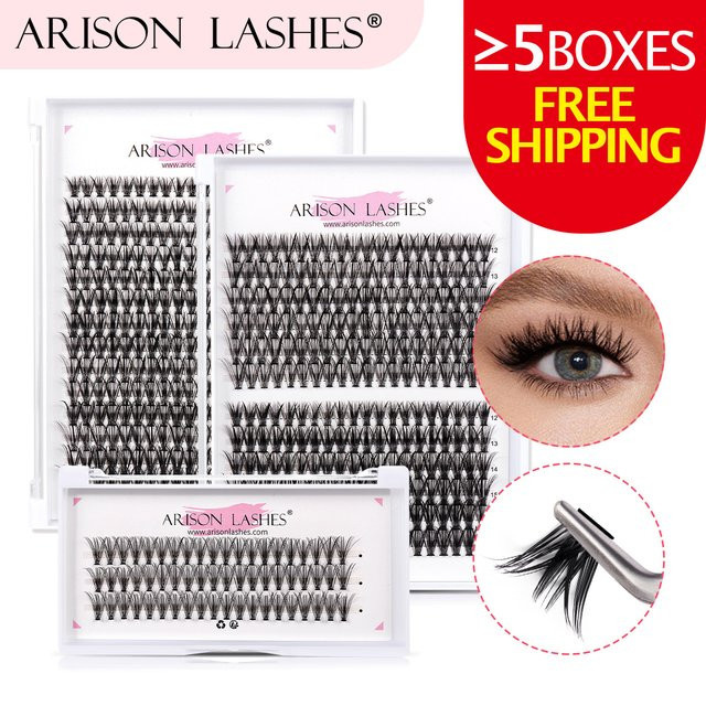 ARISON Einzelwimpern, 3-reihige/6-reihige Cluster-Wimpern, Unisex - Bild 1