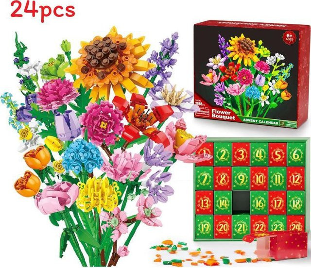 CanvasHue Weihnachtsblumenstrauß Countdown Adventskalender Bausteine Box, ab 6 Jahren - Bild 1