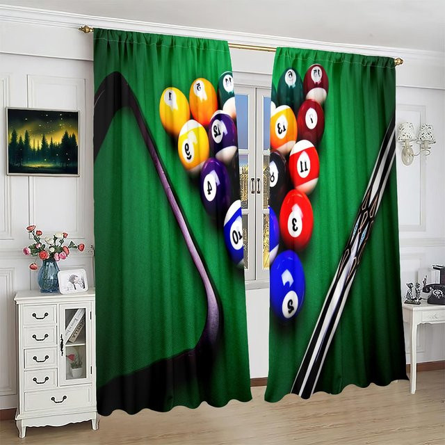 Yiran Furniture Billard-Sichtschutzvorhang aus Polyester, 2er-Set, Mehrfarbig, halbtransparent - Bild 1