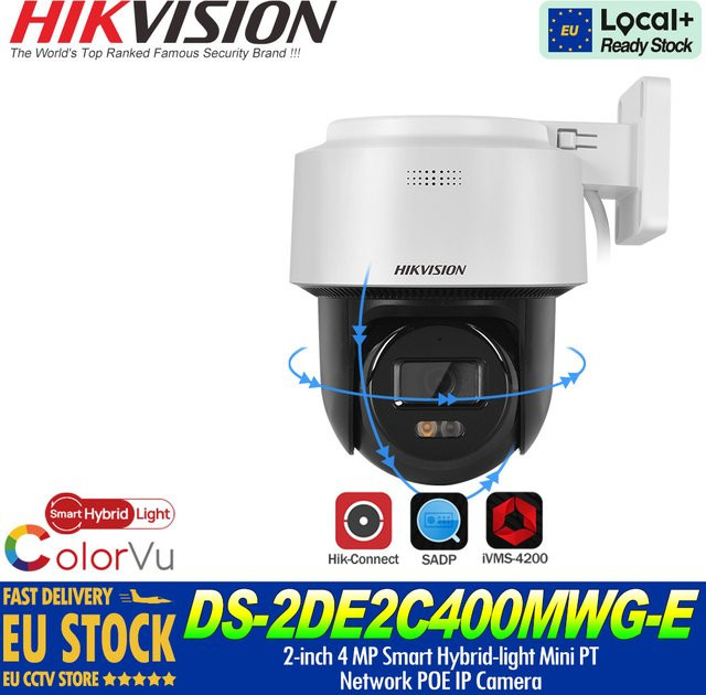 Hikvision DS-2DE2C400MWG-E Smart Hybrid-Light Mini PT POE IP-Kamera in Weiß mit 4MP, Menschenerkennung, Auto-Tracking Lite und 2-Wege-Audio - Bild 1