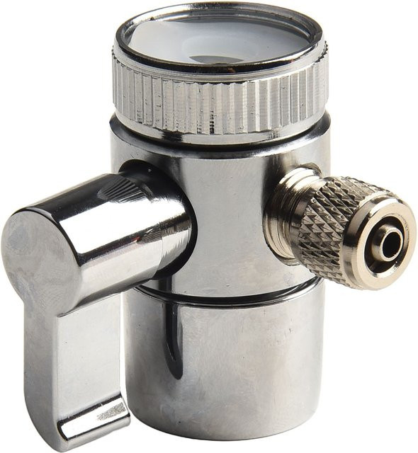 LEENKEA Wasserhahn Umstellung Adapter mit Ventil für 1/4 Zoll RO Schläuche in Silber - Bild 1
