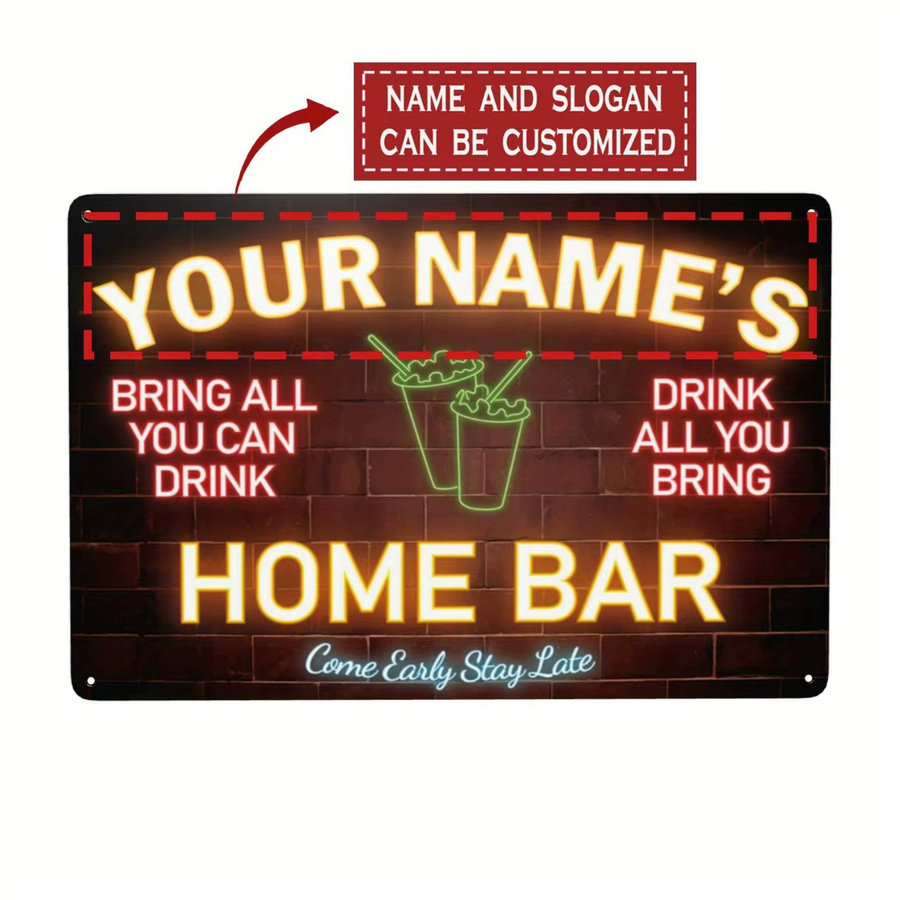 Individuelles Metallschild mit Namens-Text von CIFBUY in Rot und Multicolour als Wanddekoration im Neon-Effekt für Zuhause oder Bar - Bild 6