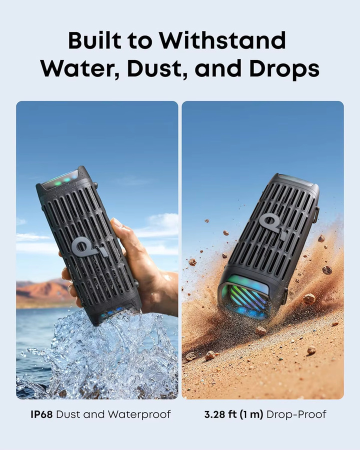 Anker Soundcore Boom 3i Kompakter Outdoor-Lautsprecher in Schwarz mit 50 W, IP68 wasserdicht und salzwasserbeständig, Bluetooth 5.3, 16 Stunden Akkulaufzeit - Bild 2