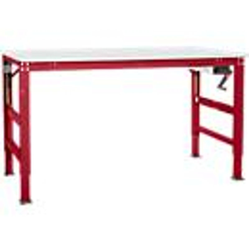 Manuflex Arbeitstisch Ergo K mit Kurbel in Rubinrot, Tischplatte aus Kunststoff, B: 125 cm, T: 80 cm, H: 45 cm bis 125 cm - Bild 3