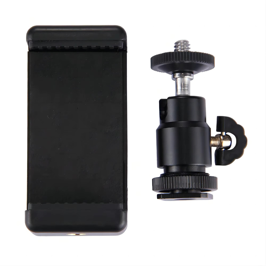 Universal Telefon Clip Halterung in Schwarz als Adapter für Stativ und Einbeinstativ für iPhone, Samsung und Xiaomi Smartphones - Bild 3