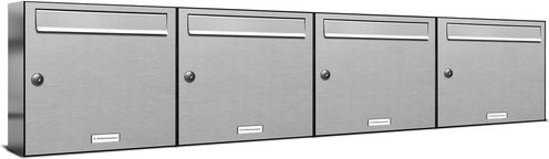 AL Briefkasten-Mehrfachsystem für 4 Parteien, Aufputzmontage, silberfarben, B/H/T: 153,2 x 34,5 x 11,6 cm - Bild 1