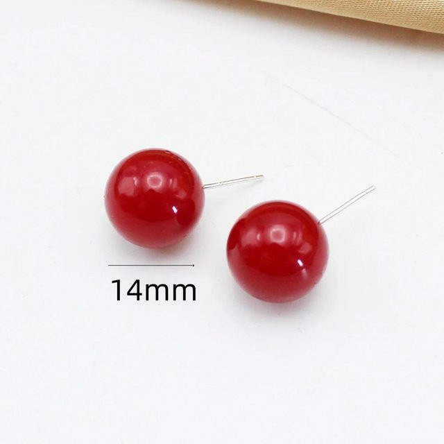 YULIN Steckerohrring, rote runde Imitationsperlen, Damen, Unisex - Bild 1