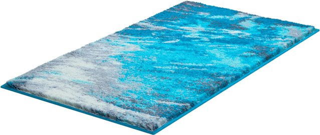 Rutschfeste Badematte in Türkis mit Grafikmuster aus 100% Polyacryl, für Fußbodenheizung geeignet - Bild 1