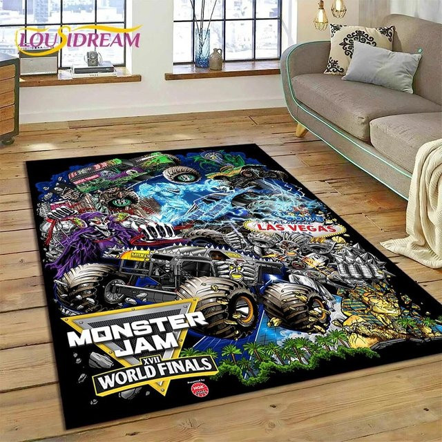 Karpetti Monster Jam Cartoon Teppich für Kinderzimmer und Wohnzimmer, Mehrfarbig, B/T: 120 x 80 cm - Bild 1