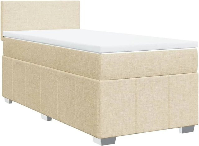 vidaXL Boxspringbett Hybrid mit Matratze und USB-Ladeport in Creme/Beige, B/T/H: 90 x 200 cm - Bild 1
