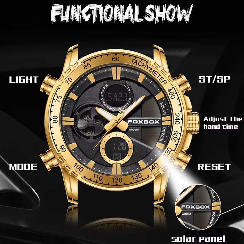 FOXBOX Armbanduhr, Digitaluhr, Quarz, Silikon, Schwarz, Herren - Bild 2