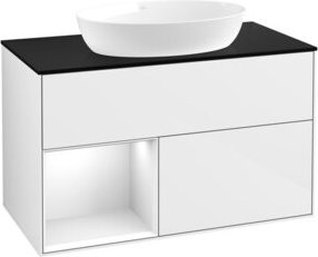 V&B Waschtischunterschrank Finion 100 in Weiß glänzend lackiert, B/T/H: 100 x 50,1 x 50,1 cm - Bild 1