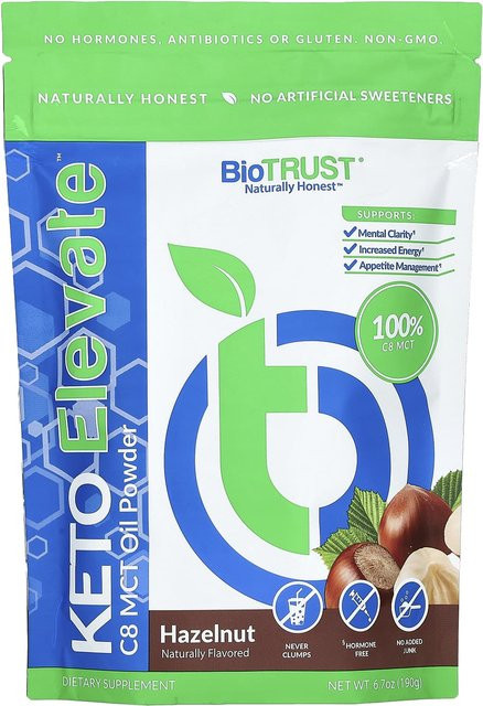 BioTRUST Keto Elevate C8 MCT-Ölpulver Haselnuss 190 g - Bild 1