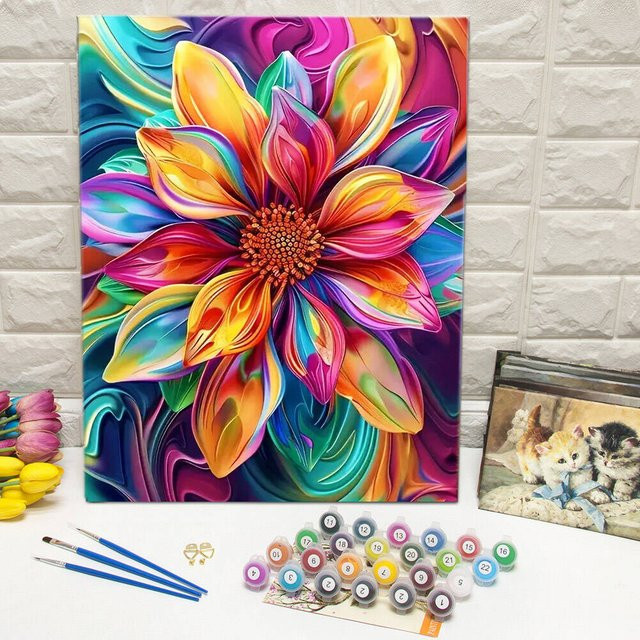 Momoart Malen nach Zahlen, Blume, Leinwand, bunt - Bild 1