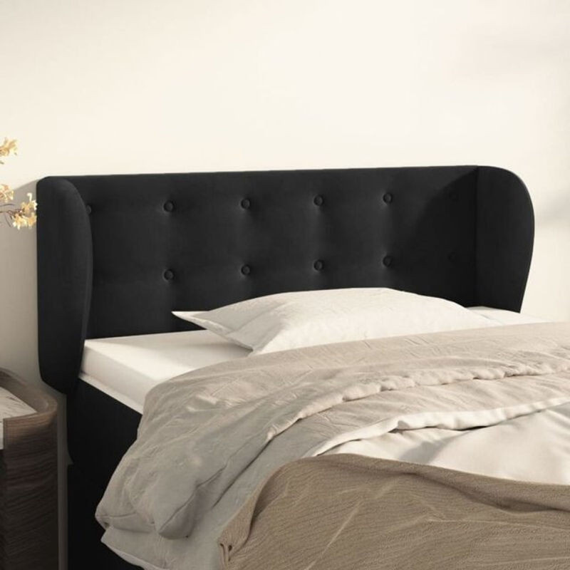 Vidaxl Kopfteil mit Ohren in Schwarz aus Samt, B/H: 93 x 78/88 cm, Tiefe: 23 cm - Bild 1