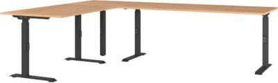 Eckschreibtisch Agenda Home, mechanisch höhenverstellbar, Grandson-Eiche/Schwarz, B: 260 cm, T: 200 cm, H: 68-91 cm - Bild 1