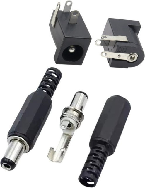 ELECAPITAL 10 Paar DC-Strom-Adapter Set mit Buchsen und Steckern in Schwarz, 5 x 2,1 mm - Bild 1