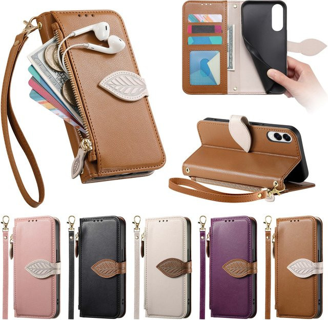 Business PU Leder Handyhülle für Samsung Galaxy S25 Plus S24 S23 Ultra S22 5G S25+ Flip Book Card Zipper Wallet Cover in Schwarz - Bild 1