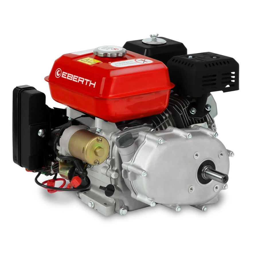 Eberth Benzinmotor 4-Takt mit 6,5 PS und 4,8 kW, rote Farbe, 20 mm Ø Welle, Ölbadkupplung und E-Start - Bild 2