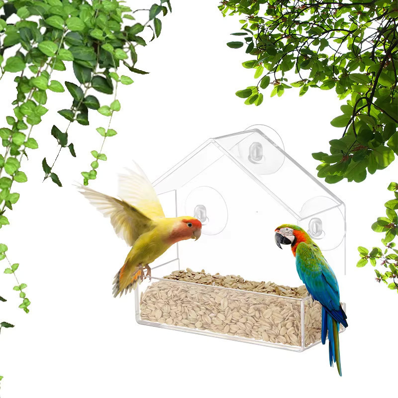 Vantnapf Acryl Vogelhäuschen mit transparentem Fenster für den Garten in Transparent - Bild 2
