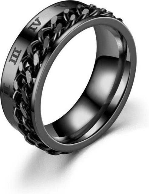 Drehbare Ringe Edelstahl, Schwarz, Unisex, 8mm - Bild 1