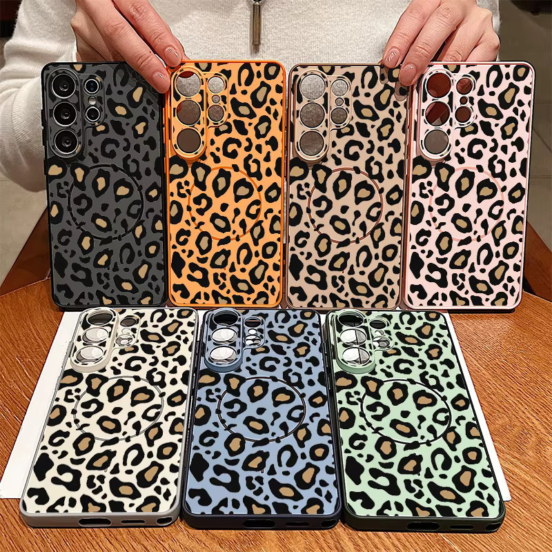Magnetische Handyhülle mit Leopardenmuster für Samsung Galaxy S25 S26 Ultra Edge S24 S23 FE A17 A56 A37 A16 A55 A15 A36 A55 in Orange - Bild 4