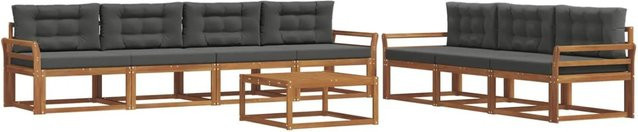 vidaXL Outdoor-Sofagarnitur 8-teilig aus Akazienholz mit Kissen in Anthrazit und Natur - Bild 1