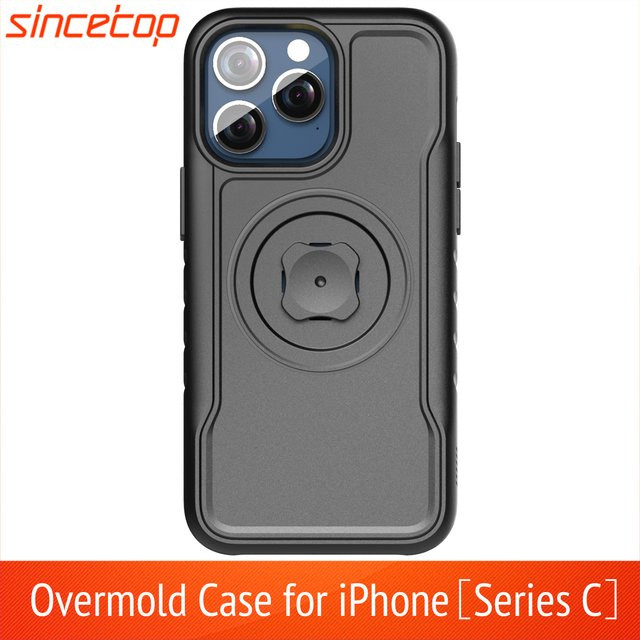 Stoßfeste Sincetop Quick Mount Overmold Case Hülle für iPhone 14 bis iPhone 17 Pro Max mit Adapter für Sincetop Serie C Gen 1/2 Mount in Schwarz - Bild 1