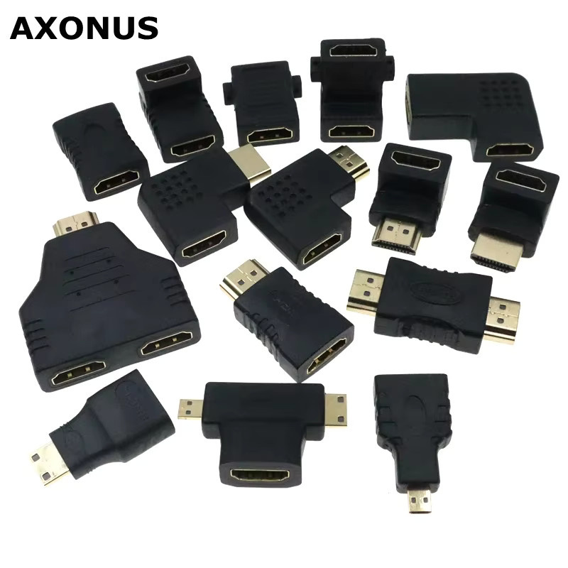 AXONUS Micro Mini HDMI Adapter in Schwarz mit 90-Grad-Winkel und 270-Grad-Stecker auf Buchse für HD-Verbindungen - Bild 4