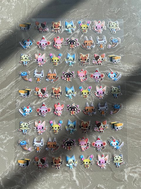 Sanrio Kawaii Katzen Aufkleber aus PVC, wasserfeste Sticker in Multicolour für Laptop und Wasserflaschen - Bild 1