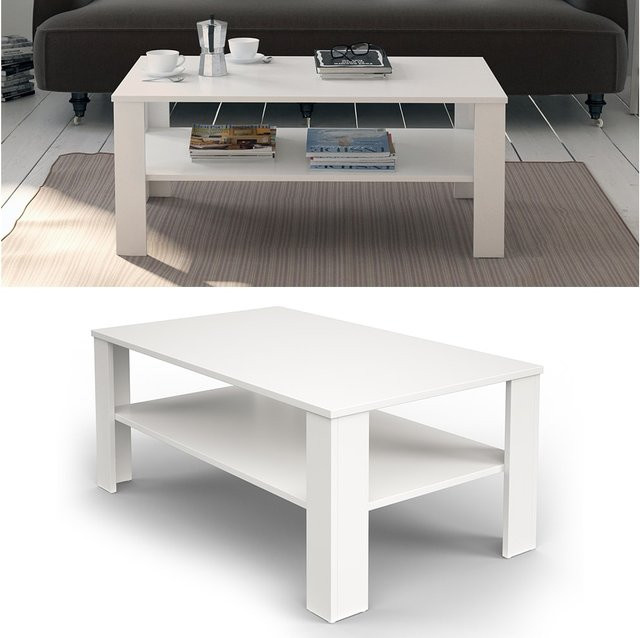 VICCO Couchtisch aus Holz in Weiß, rechteckiger Wohnzimmertisch, B/T: 100 x 60 cm - Bild 1