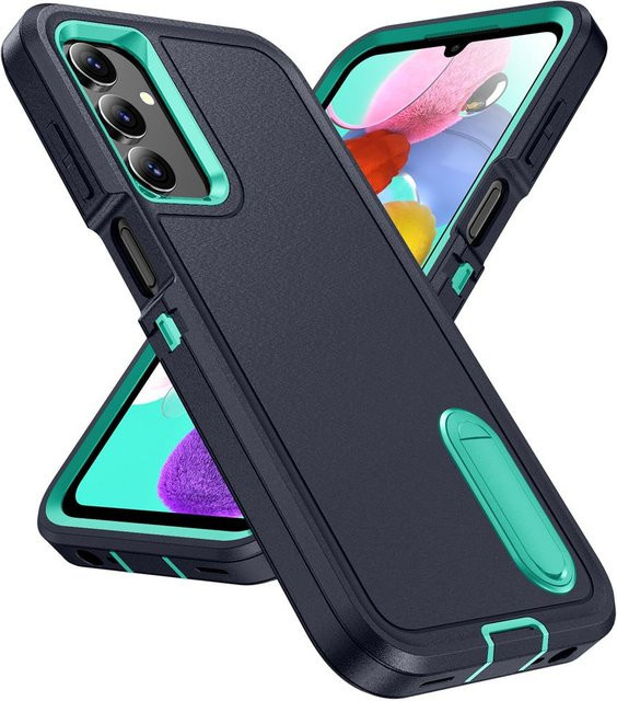 3-in-1 Hybrid Stoßfeste Rüstung Hülle mit mattem Klappständer für Samsung Galaxy S25 S26 S24 Ultra S22 Plus FE A53 A54 A15 A14 A13 A03S in Schwarz - Bild 1