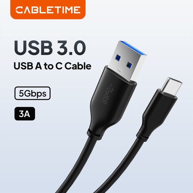 CABLETIME USB-C Schnellladekabel 3.0 3A in Schwarz - Bild 1