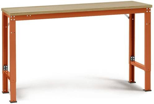 Manuflex Arbeits-Grundtisch UNIVERSAL Spezial mit Multiplexplatte, Farbe: Orange, B/T/H: 175 x 80 x 72,2-102,2 cm - Bild 1