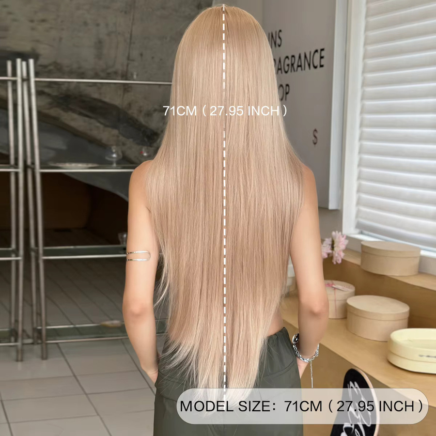 7JHH WIGS Perücke für Damen, lange glatte Haare, goldbraun, synthetisch - Bild 2